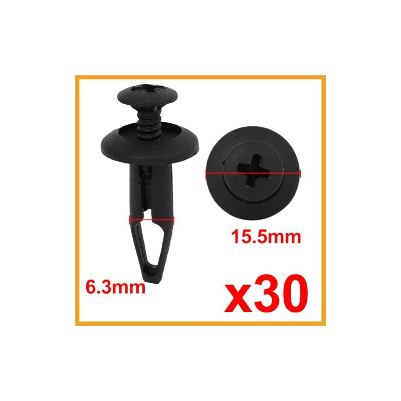 Partuto 30 Pcs 6.3mm Retainer Clips Plastic Rivets Mud Flaps