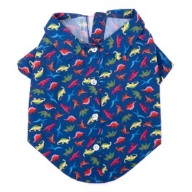 The Worthy Dog Dino Shirt - Blue Polyester Slip-On Comfort Fit for Summer Occasions - Large/Medium/Small/Extra Large/2 Extra Large