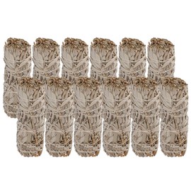 4 Inch California White Sage Smudge Sticks Bulk for Home Cleansing, Good Energy Meditation & Smudging Rituals | Sustainably Sourced California White Sage Incense Sticks Bundle (12Sticks)