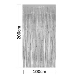 sukevitor 2 Pcs Silver Tinsel Curtains Silver Foil Fringe Tinsel Curtain Backdrop for Birthday Party Decorations Wedding Graduation Engagement Party Decorations