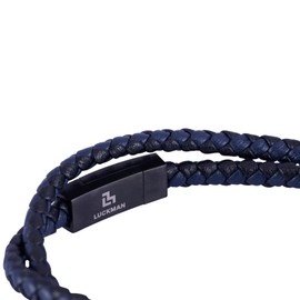 LUCKMAN Pulsera Hombre Doble Vuelta, Brazalete de Cuero Piel Vegana, Acero Inoxidable Color Negro y Broche Magnético – Joyería y Accesorios para Hombre, Regalos para Hombre Navidad y Regalos para Papá Originales, Modelo Kent