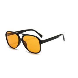 IKUVNA Vintage Aviator Sunglasses for Women Men 70s Glasses Retro Oversized Yellow Lens Shades (Yellow)