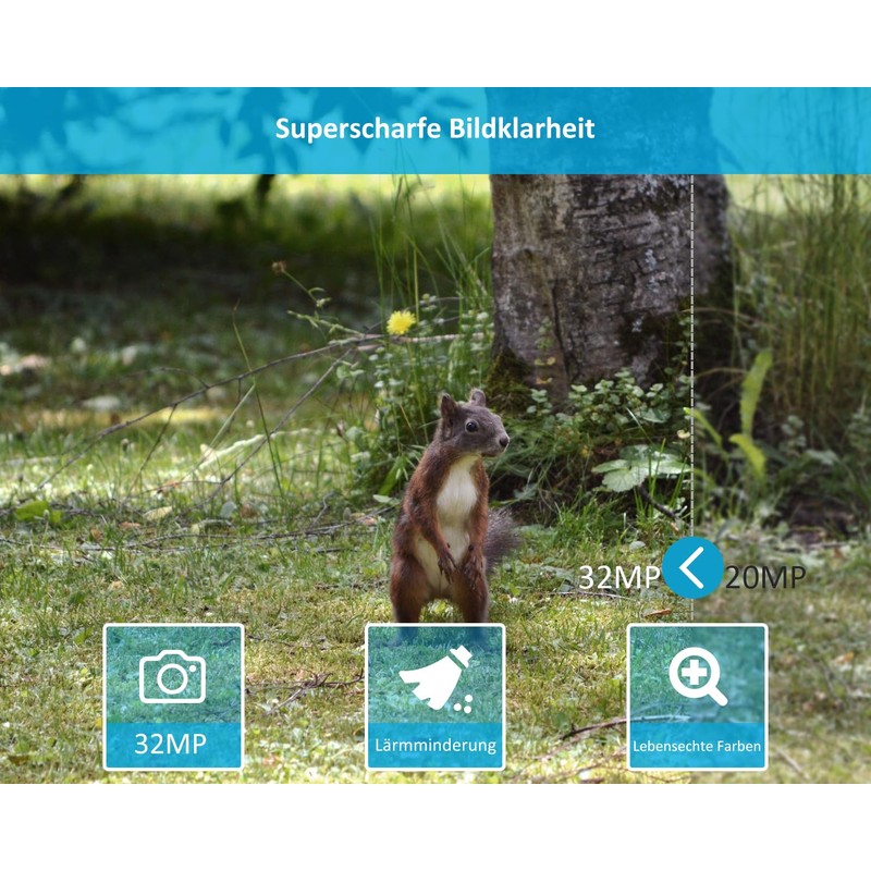 GardePro E5S Wildlife Camera 32MP 1296P H.264 Video, Wildlife Camera
