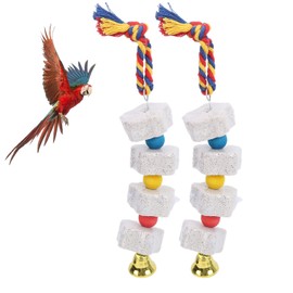 Bird Chew Toy, 2 Pieces Parrot Cage Bite Toy Birdbeak Whetstone Hanging Chew Toy for Small Parrots and Birds, #311