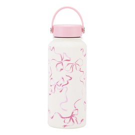 Insulated Pink Water Bottle with Straw for Travel and Gym for Water Bottle 32oz Stainless Steel Cute Water Bottle, A
