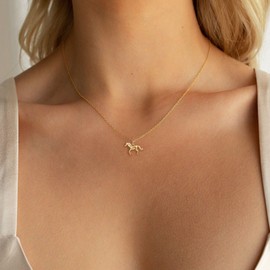 HANLI Gold Horse Pendant Nekclace - 14K Gold Plated Dainty Necklaces for Women Simple Jewelry Womens Nekclace Trendy