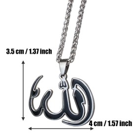 ZKDC Islam Muslim Allah Arabic God 60 cm Chain Stainless Steel Necklace for Men Women