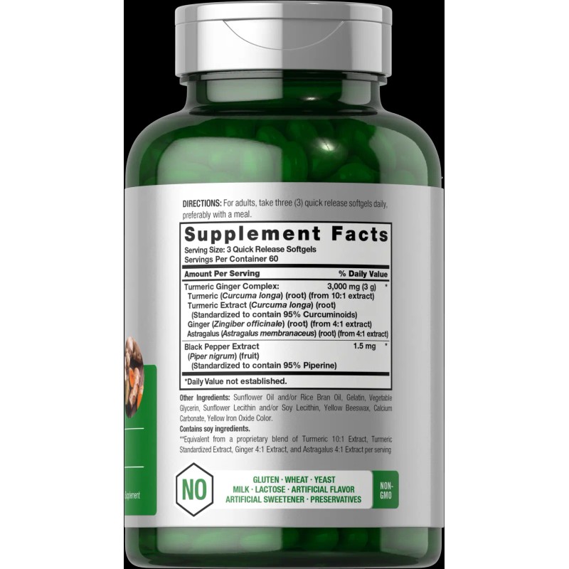 Horbäach Turmeric Curcumin & Ginger Complex 3000 mg | 180