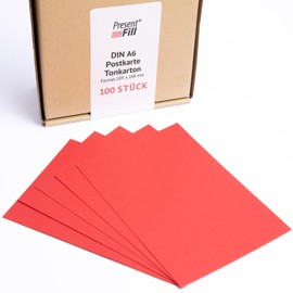 PresentFill® - Blank Postcards Coloured Card Ruby Red Paper Card Set of 100 210 g/m² - DIN A6 - 105 x 148 mm for Designing, Labelling or Printing as Craft Cards, Index Cards
