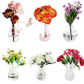 Mini Vase Magnets for Refrigerator – Small Ceramic Base Vase Magnets, Cute Decorative Floral Holder for Refrigerator (6PCS-Glass)