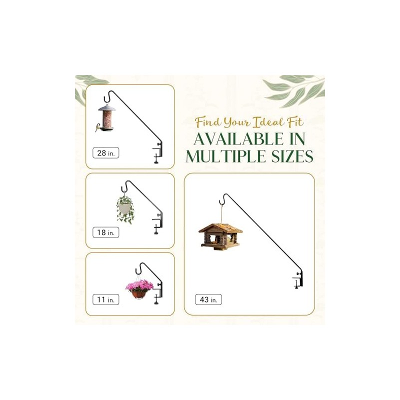 Railing Hook Upgraded Bird Feeder Hanger for Railing, 28inch Deck