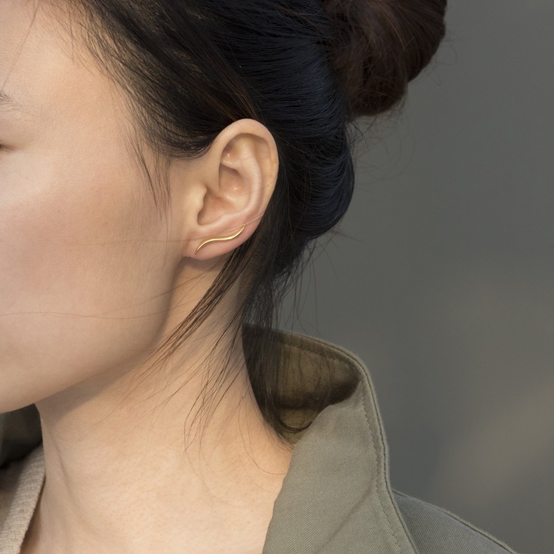 S.Leaf Pendientes delicados de escalador de plata de ley para