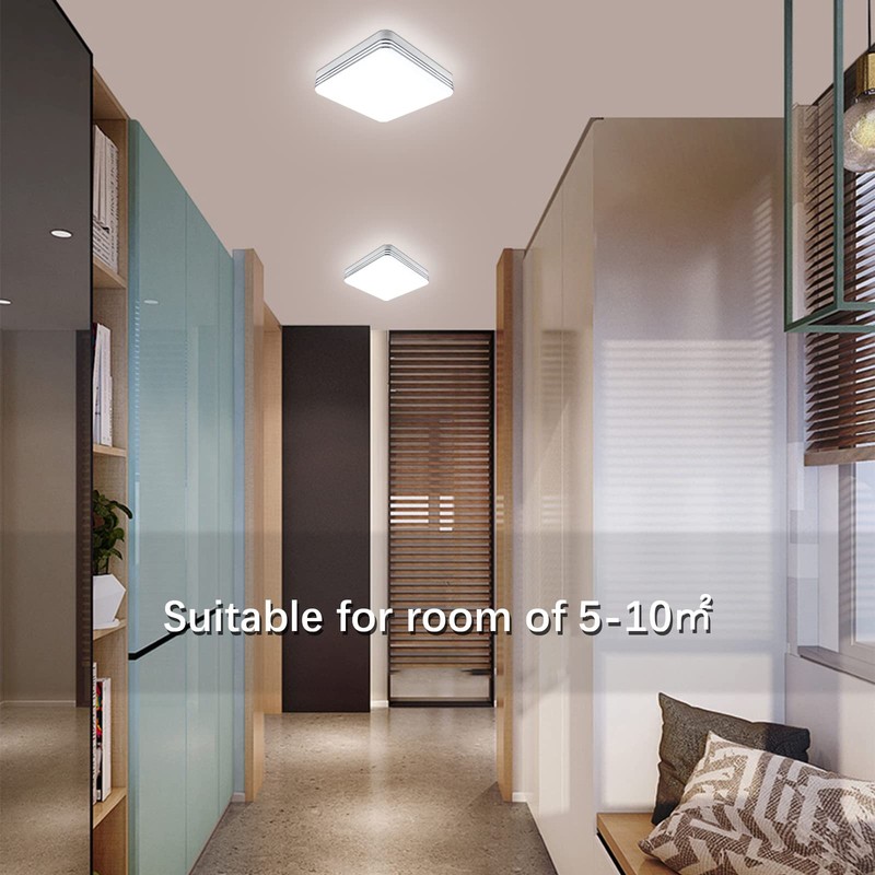 Taoellen Bathroom Ceiling Light,Double Silver Edge Square Ceiling Light,3240lm 36W