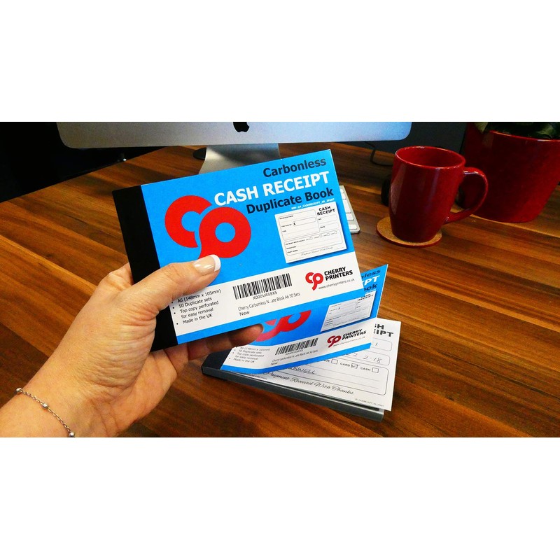 Cherry Carbonless NCR Cash Receipt Duplicate Book A6 50 Sets
