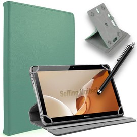 SU 10 inch Tablet Case - Universal Stand Case Folio Cover Magic Leather 360° Rotating Case Fits for ALL 10in Inch & 10.1in Inch Tablets + Stylus Pen (EMERALD)