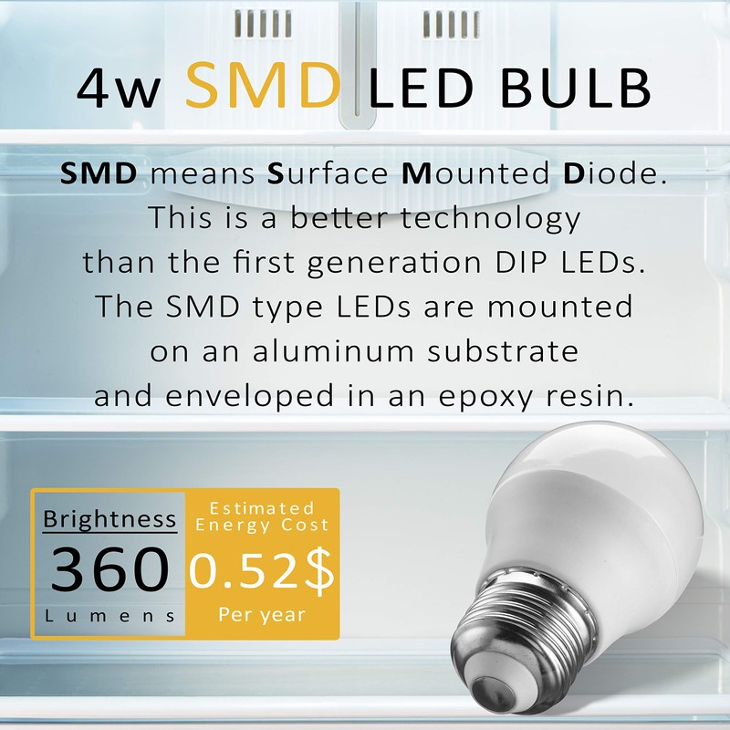 Refrigerator Light Bulb LED - SMD A15 4W 40Watt Equivalent