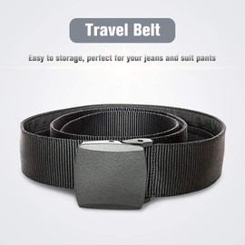 SEIYOGDS Money Belt with Secret Compartment Belt, Travel Money Belt for Hidden Paper Money with Plastic Buckle for Casual Wear to Avoid Pickpocket, Unisex, black