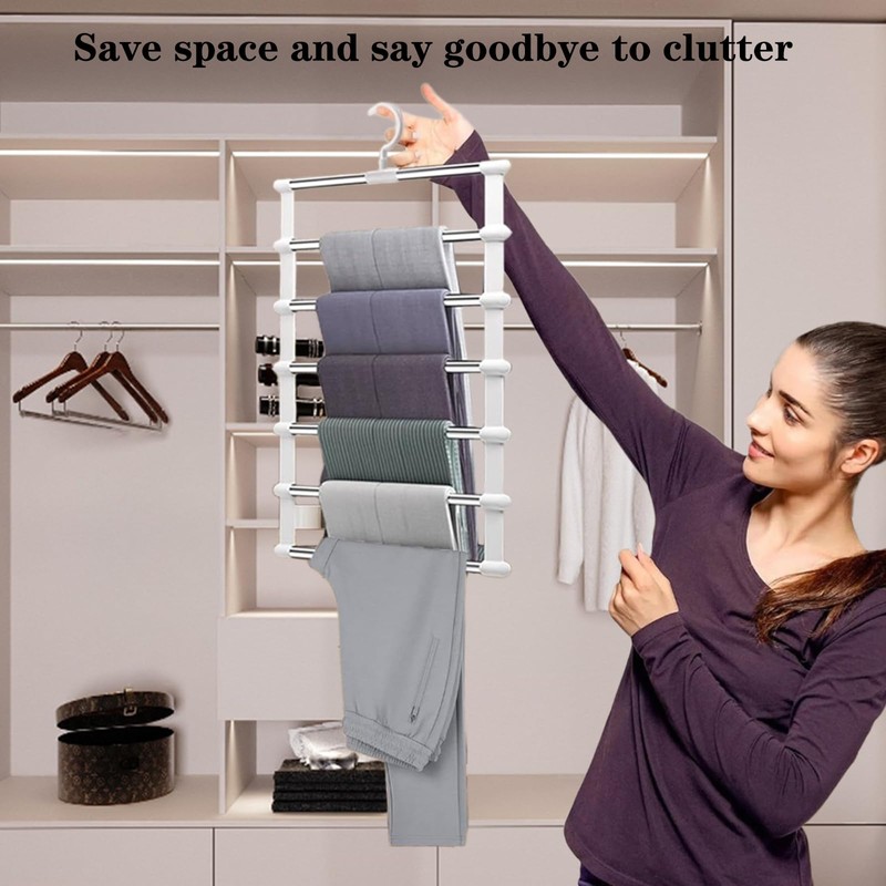 DSXVJHD 3 Pack Trouser Hangers Space Saving, Multi-Layer Scarf Clothes