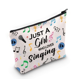 Gzrlyf Singing Makeup Bag Just Girl Loves Singing Singer Gift Karaoke Singing Lover Music Lover Cosmetic Bag (Just singsingMB)