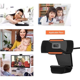 USB Webcam with Microphone, HD Lens Widescreen Computer Camera, Video Recording Web Cam for PC Laptop/Desktop Ring Alarm Contact Sensor Pack Button - Color: Black-1080p