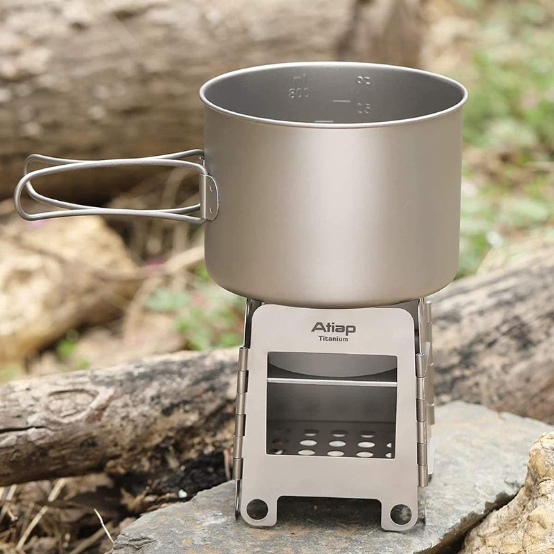 ATiAP Titanium Foldable Wood Burning Stove Portable for Outdoor Camping