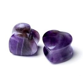 Decentraland 2 Pcs Stone Ear Gauges Earrings Heart-shaped Ear Gauges Plugs Jewelry 10mm(00g)