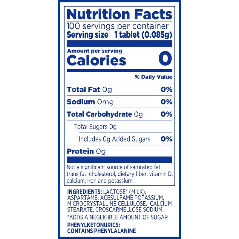 EQUAL 0 Calorie Sweetener Tablets, Aspartame and Acesulfame-K Sweetener, Sugar