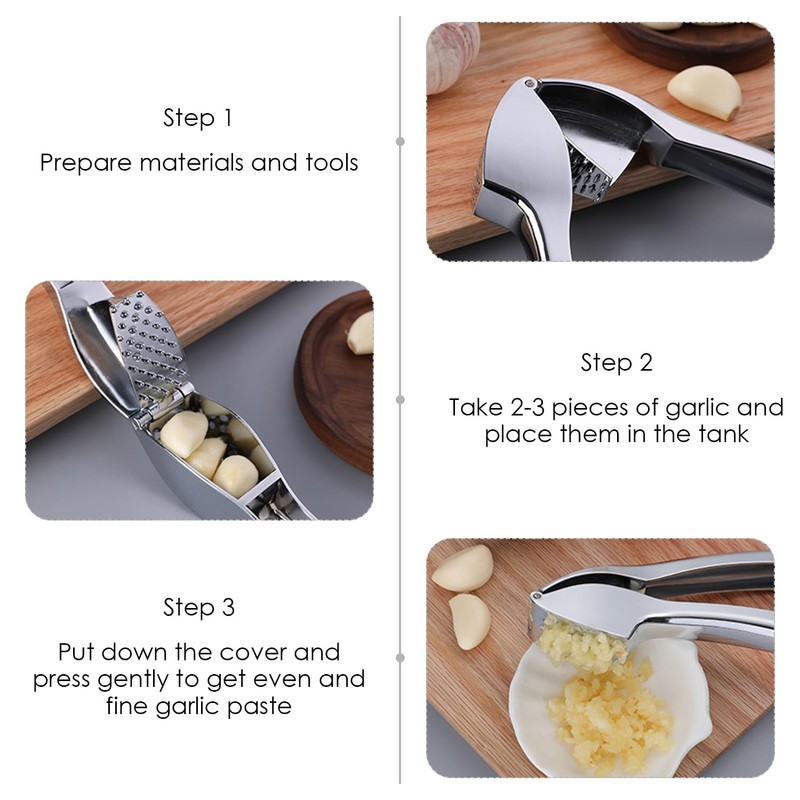 2 Pieces Garlic Press, Stainless Steel Press, Hand Press, Kitchen