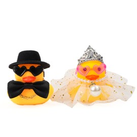 Pack of 2 Squeaky Duck for Wedding, Bath Duck, Wedding Couple Figures, Small Couple Duck Gift for Wedding, Funny Wedding Gifts for Bride and Groom