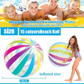 Super Large Inflatable Beach Ball 107cm,Rainbow Big Beach Ball for Kids Adult Swimming Pool Toys,Water Toy,Pool Ball Blow Up Ball Water Recreation Balls Beachball for Pool Party Games Summer Beach Toy
