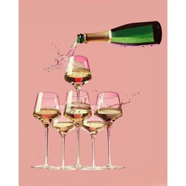 LAENAKR Retro Fashion Champagne Paint by Numbers Kit Paint by Numbers DIY Acrylic Drawing Paintworks Artwork Adults Beginners 16x20inch