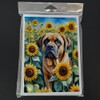 Caroline's Treasures Mastiff in Sunflowers Greeting Cards Pack of 8