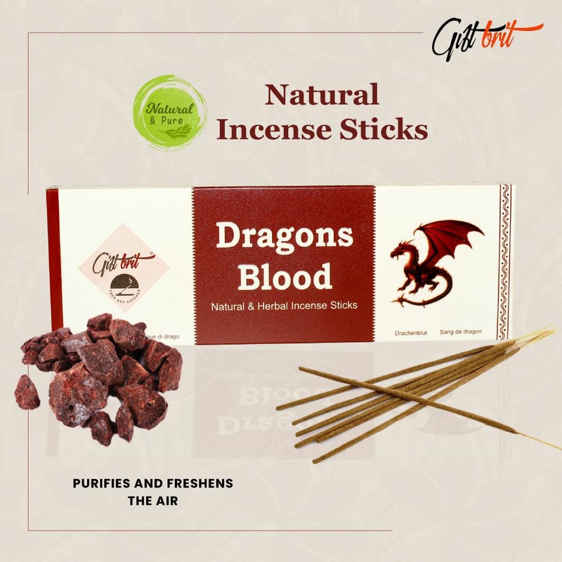 Giftbrit Dragons Blood Natural & Herbal Incense Sticks 100 Sticks