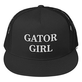Gator Girl Hat (Embroidered Trucker Cap) Black
