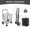 HOMGX Folding Shopping Cart on Wheels, Collapsible Grocery Cart with