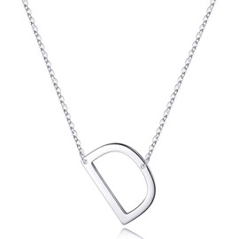 TINGN Women's Necklace 925 Silver Hypoallergenic Silver Chain with Letter A-Z Sideways Pendant S925 Sterling Silver Chain Valentine's Day Birthday Gifts for Women Girlfriend Mum Jewellery