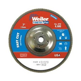 WEILER VORTEC PRO Non-Woven Type 29 Zirconium Flap DISC - 80 GRIT - Medium - 7 in Diameter - 5/8 in Center Hole - 31370