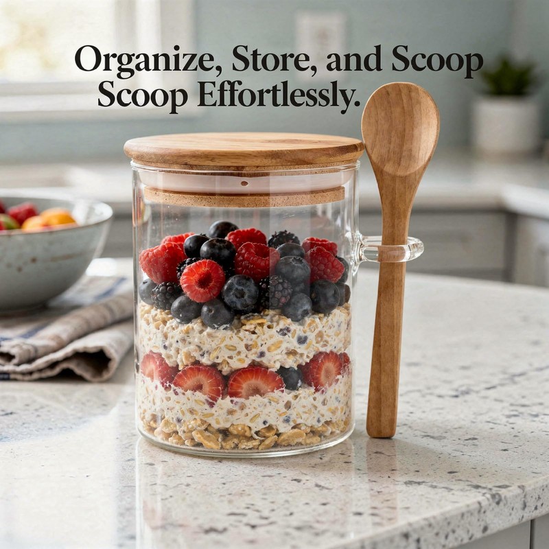 Varku 6 Pcs Glass Jars with Bamboo Lids and Spoons,