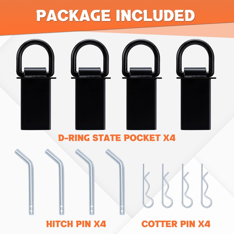 Lonffery Stake Pocket D Rings, 4PCS 18000lbs Heavy Duty Stake
