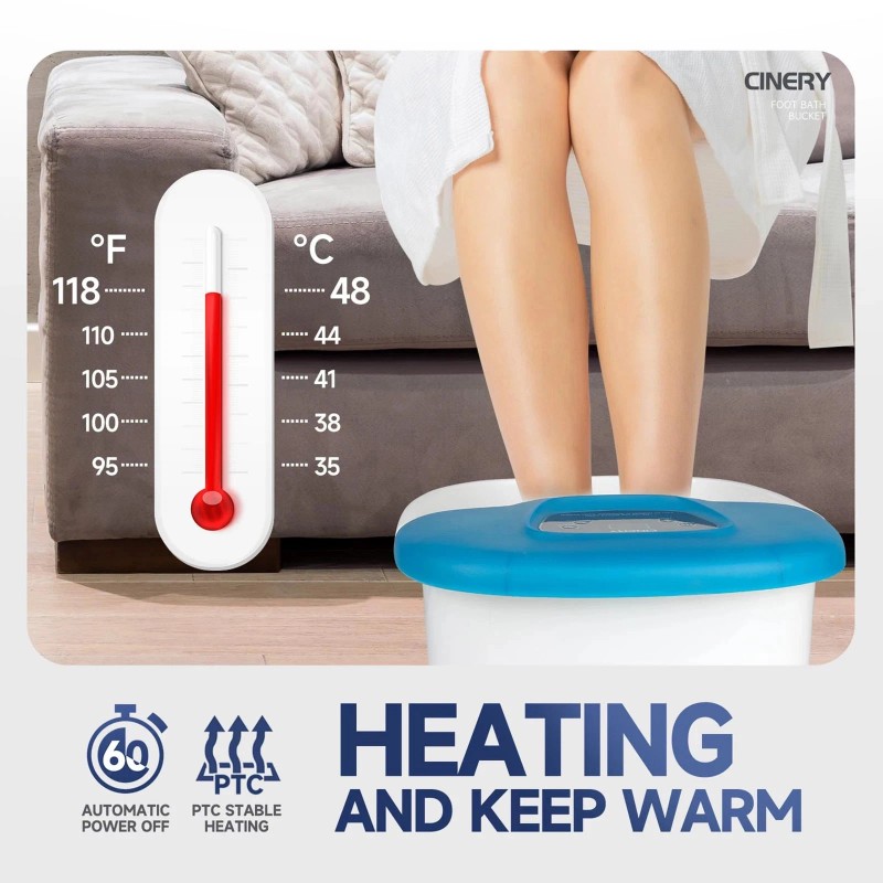 FIAHNG CINERY Foot Spa Bath Massager with Heat Bubbles Vibration