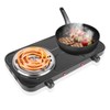 Double Burner Cooktop, 2000W Portable Electric Stove, 5 Level Temperature
