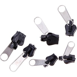 Black Universal Zipper Repair Kit - 6-Piece Emergency Fix Set with Replacement Sliders and Teeth for Crafts, Sewing and Travel Essentials (Multi-Purpose Fastener Kit)