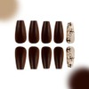 24 Pcs Brown Press on Nails Medium Coffin- ZIFANHU Spring