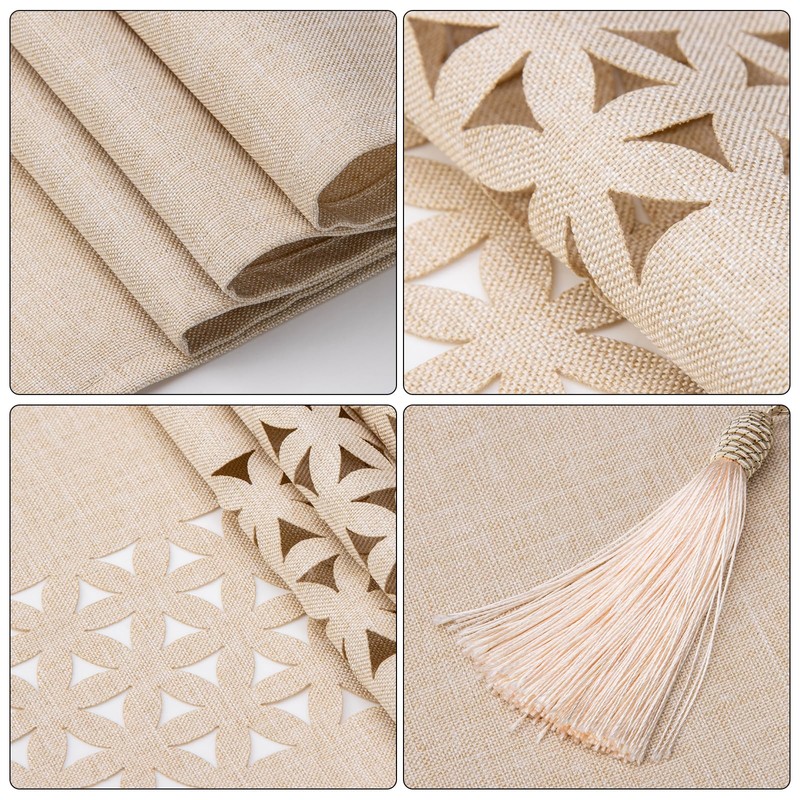 SANLEHAUSE Beige Table Runner 40 x 250 cm Modern Hollow