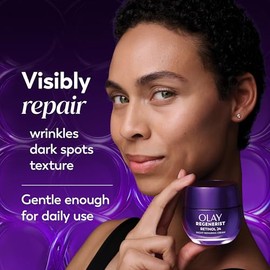 Olay Crema de noche de retinol para mujeres, hidratante facial antienvejecimiento, sin fragancia, no grasa, antiarrugas, líneas finas suaves, cuidado 