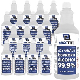 MaxTite 99.9% Isopropyl Alcohol ACS Reagent Grade (4 Gallons, 16 Pack 32 fl oz) - High Purity Premium ACS Reagent Lab Grade - Made in USA