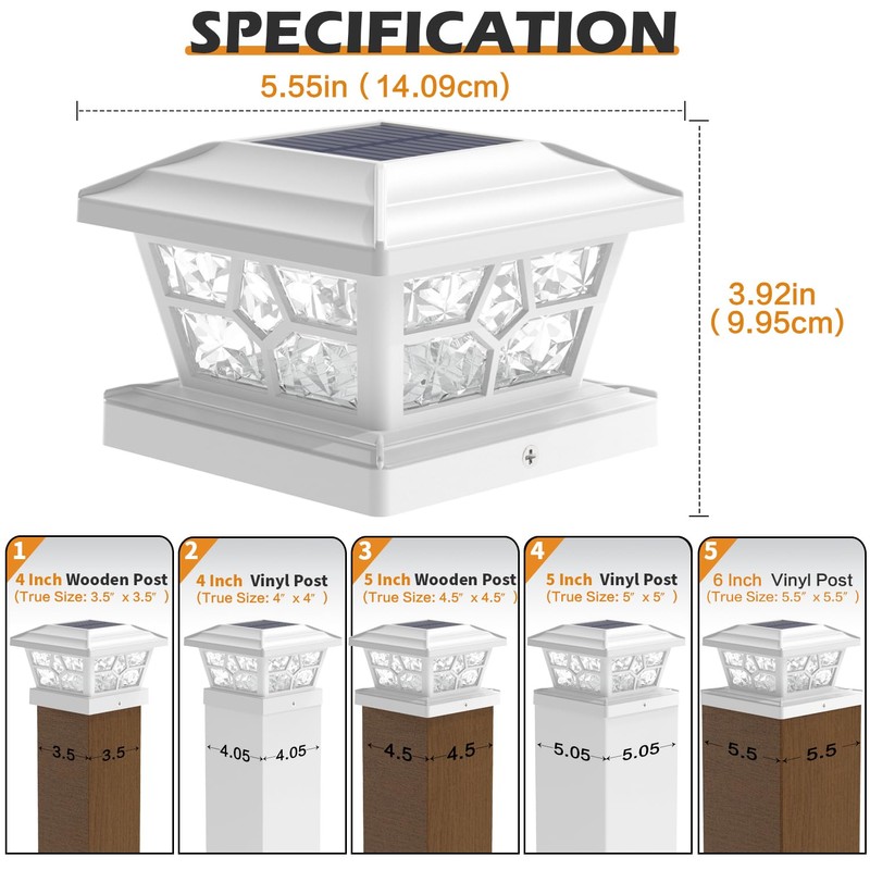 SIEDiNLAR Solar Post Lights Outdoor 6 Pack 4 Modes 40