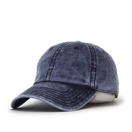 The Vintage Year Snow Washed Cotton Twill Low Profile Adjustable Baseball Cap (Navy)