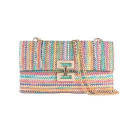 Straw Clutch Purses for Women Summer Beach Evening Handbags Boho Woven Envelope Wallet Flap Chain Crossbody Shoulder Bag
