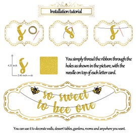 So Sweet To Bee One Banner, fiesta temática de abeja miel, fiesta de 3er cumpleaños de bebé, decoración de fiesta de tercer cumpleaños, decoración de fiesta temática de revelación de género, suministros de fiesta de baby shower, dorado y negro